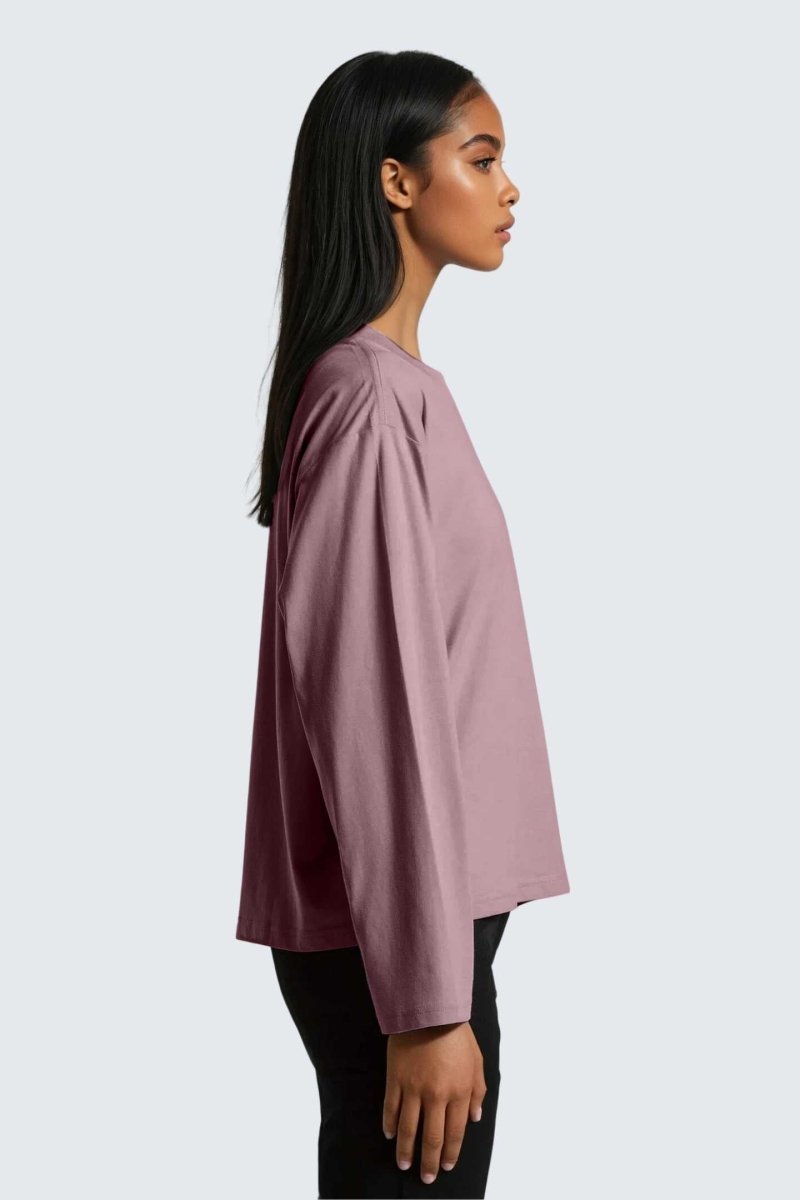Rumi Earth - W Moon Tee Short Oversize Long - Sleeve - Rose Deep - R111124RPP - Tops