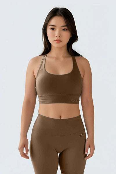 Rumi Earth - W SunSoft Stringy Crop Top Bra - Cocoa - R128230CAP - Bras